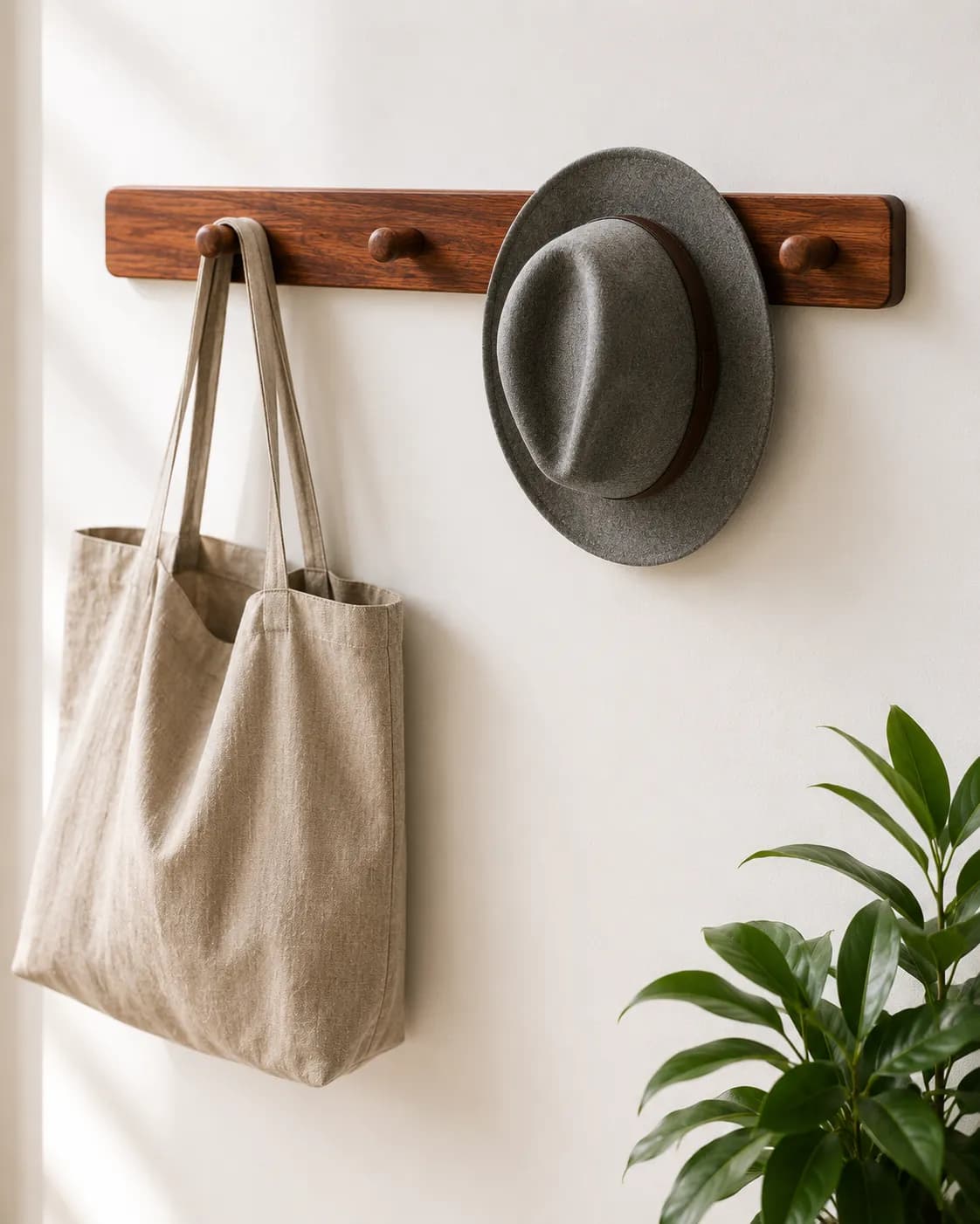 Acacia Peg-and-Rail Coat Rack — view 1